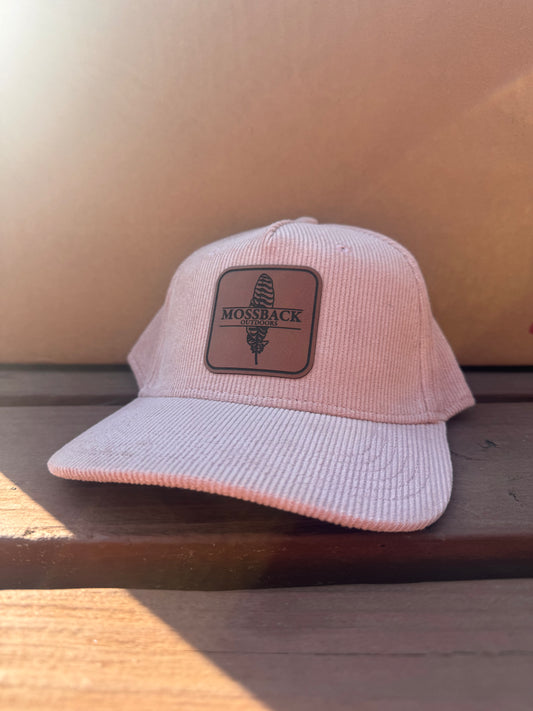 Corduroy Leather Patch Hat (Pink)